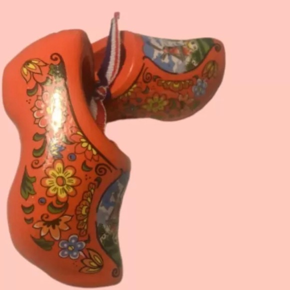 Other - Vintage wooden Mini Orange Wooden Shoe Clog  Gift Decoration.  (item C1)
